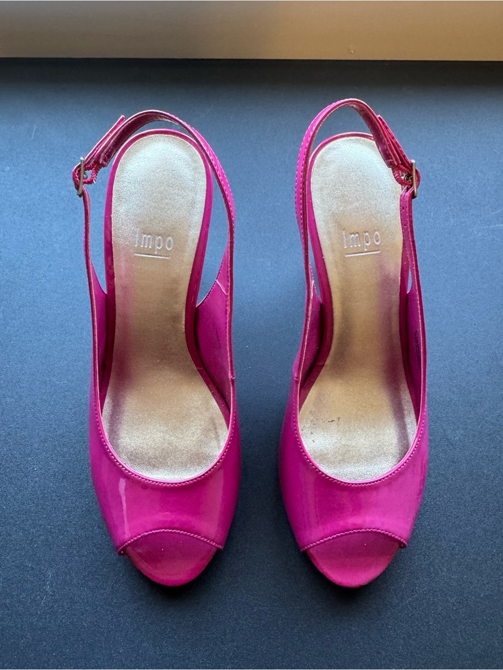 Impo Fuchsia Slingback Peep-Toe Heels